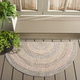 thumbnail image 3 of SAFAVIEH Braided Baxter Striped Machine Washable Reversible Area Rug, Beige/Light Grey, 2' x 4' Half Moon, 3 of 13