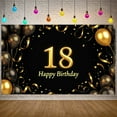 thumbnail image 3 of Gold Theme 18th Birthday Banner Black Background Banner Glitter Balloons Golden Ribbons Party Decoration Banner for 18th Birthday Party Adult Birthday Celebration Coming of Age Party, 3 of 9
