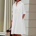 thumbnail image 1 of Women Simple Shirt Dress Summer Vintage Elegant Solid Pocket Long Sleeves Midi Dresses Female Turn-down Collar Dresses Vestidos2XL Gao Jinjia LED, 1 of 2