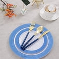 thumbnail image 4 of Supernal 180pcs Gold Plastic Cutlery with Blue Glitter Bamboo Handle - 60 Knives, 60 Forks, 60 Spoons, 4 of 6
