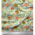 thumbnail image 1 of Soimoi Orange Cotton Cambric Fabric Leaves & Floral Print Sewing Fabric BTY 42 Inch Wide, 1 of 1