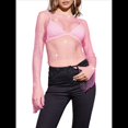 thumbnail image 1 of Tops de Larga con de Diamantes de Imitación para Mujer, Camisetas de Transparente con Cristales y Conjuntos de Red Rosa S, 1 of 7