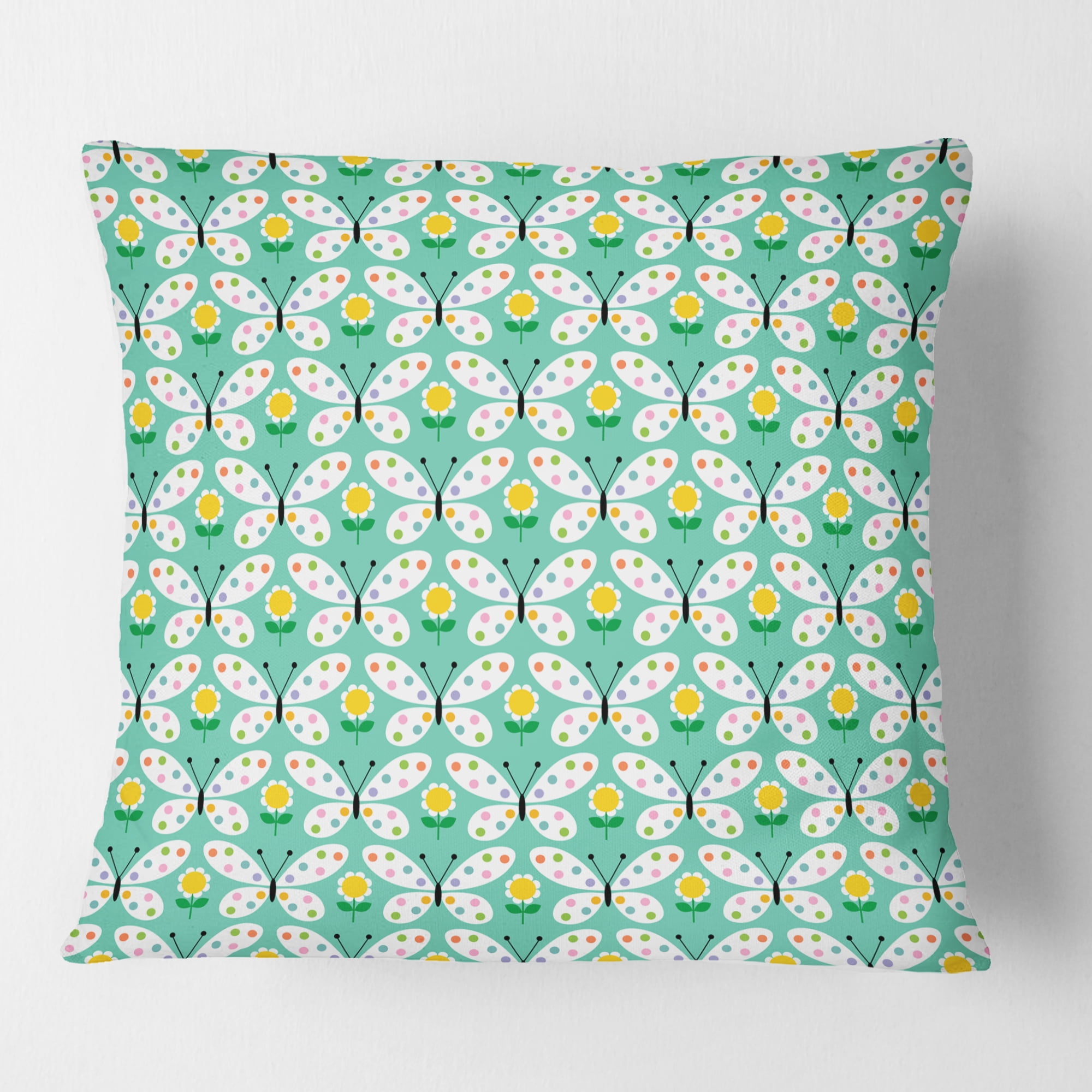 Designart Retro Butterflies I' Mid-Century Modern Throw Pillow - 18x18