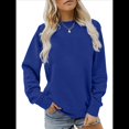 thumbnail image 1 of Sudaderas Informales de Cuello Redondo para Mujer, Camisetas de Larga y Corte Holgado para Otoño. Azul XXL, 1 of 6