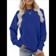 thumbnail image 1 of Sudaderas Informales de Cuello Redondo para Mujer, Camisetas de Larga y Corte Holgado para Otoño. Azul L, 1 of 6