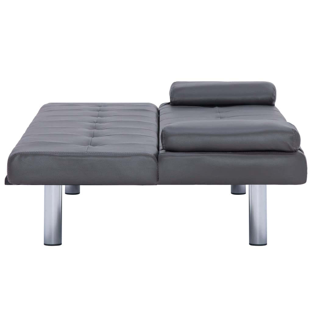 Kepooman Modern Faux Leather Convertible Sofa with 2 Pillows for Living Room Office, Gray Kepooman Modern Faux Leather Convertible Sofa with 2 Pillows for Living Room Office, Gray