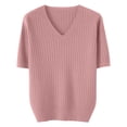 thumbnail image 4 of NMMUED Short Sleeve Sweaters for Women Pull Over Sweaters Womens Knitted Sweater Tunic Sweaters for Women Womens Tops Casual Soft Sweaters for Women Lightweight Sweaters for Women Pink M, 4 of 4