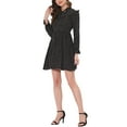 thumbnail image 4 of INSPIRE CHIC Women's Casual Ruffle Long Sleeve V Neck Bow Tie Dress, 4 of 6