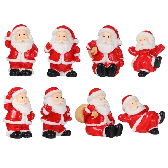 Amosfun 12Pcs Resin Santa Claus Decoration Red Color for Xmas Desktop Ornament and Home Decor