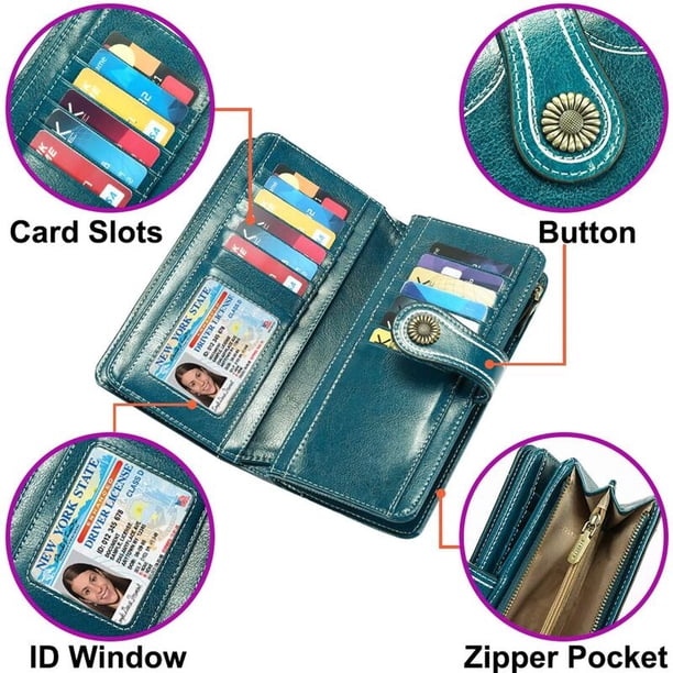 Monedero Mujer Billetera Mujer Monedero De Cuero Real RFID Y