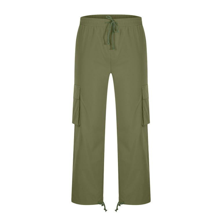Juebong Men's Big & Tall Cargo pants Stretch Elastic Waist Multiple Pockets  Sports Pants Fitness Sports Trousers,Army Green,XXXL
