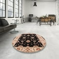 thumbnail image 4 of Ahgly Company Machine Washable Indoor Round Industrial Modern Pastel Orange Area Rugs, 4' Round, 4 of 7