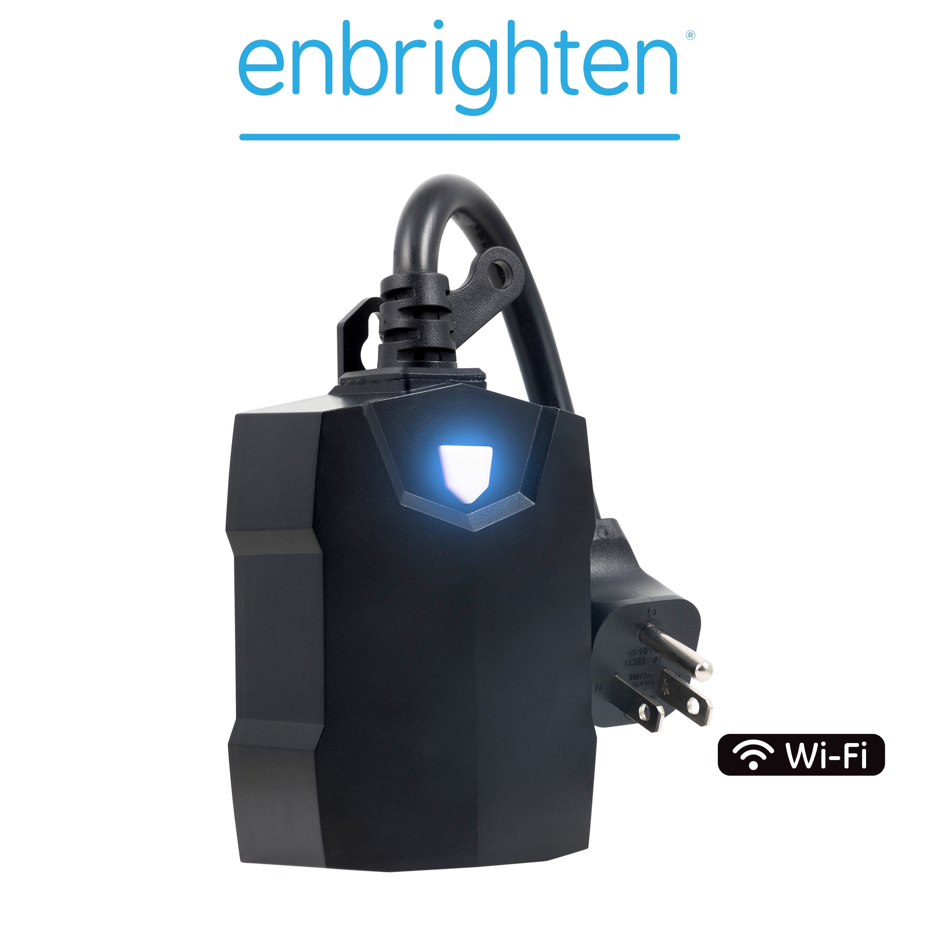 Enbrighten 2-Outlet Outdoor Wi-Fi Smart Plug, Black, 71018