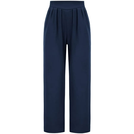 Women's Casual Work Cropped Pant Pocket High Waist Button Trouser Pants |  Walmart Canada