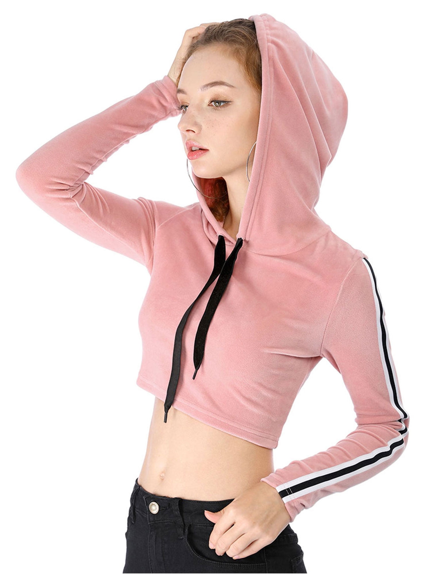 pink hooded sweatshirt womens