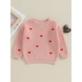 thumbnail image 2 of aturustex Little Girls Cozy Knit Sweater 3T-6T Toddler Long Sleeve Knitted Pullover Round Neck Knitwear Jumpers Heart Embroidery Loose Sweaters Kids Cs Spring Fall Winter Clothes for Holiday, 2 of 7