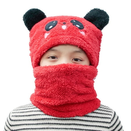 

BTJX Children Hat Cartoons Thicken Ear Headgear And Bib In One Girls Boys Cotton Hat