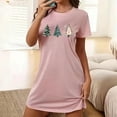 thumbnail image 4 of Sakmal Cozy House Dress for Women Pink Plus Size Christmas Cloud-Like Sleepwear Short Sleeve Short Christmas Trees Print Crew Neck Nightgowns S-2XL, 4 of 5