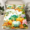 thumbnail image 2 of Castle Fairy Floral Pumpkin 3pcs Twin Sheet Sets,Botanical Plants Twin Fitted Sheet,Autumn Harvest Breathable Flat Sheet,Microfiber Teenager Bedroom Decor, 2 of 7