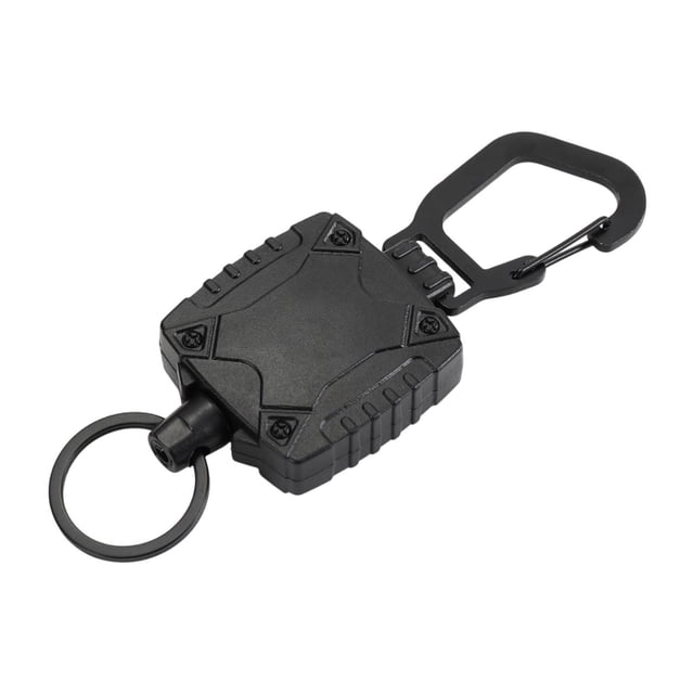 Llavero retráctil con gadget de carabinero telescópico ajustable portátil flexible cabronea de insignia de identificación de alambre para acampar de Negro