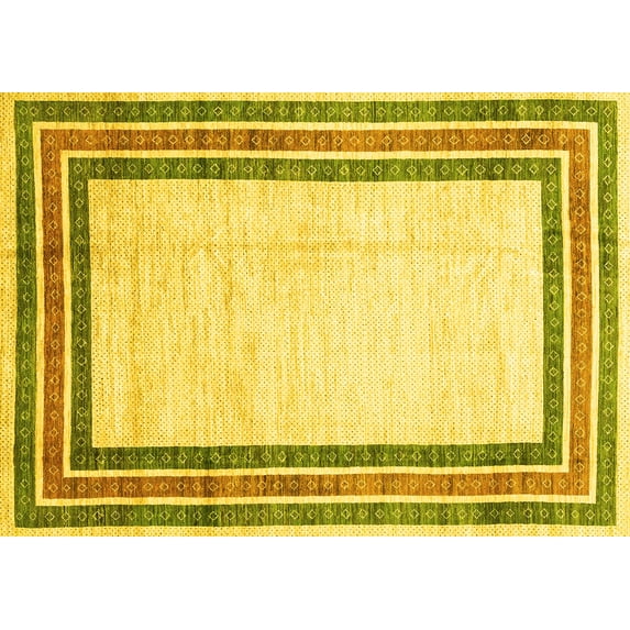 Ahgly Company Indoor Rectangle Abstract Yellow Modern Area Rugs, 2' x 3'