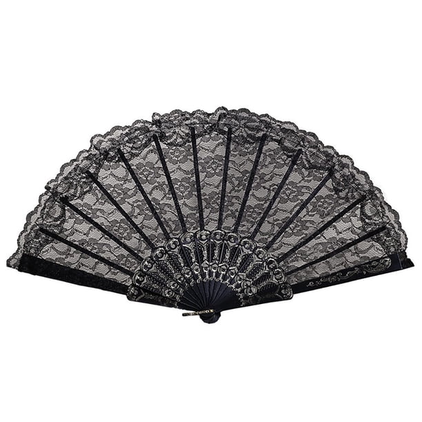 Fans de estilo chino baile de boda fiesta de encaje plegable plegable de la mano de la flor de la flor de la flor del encaje hueco