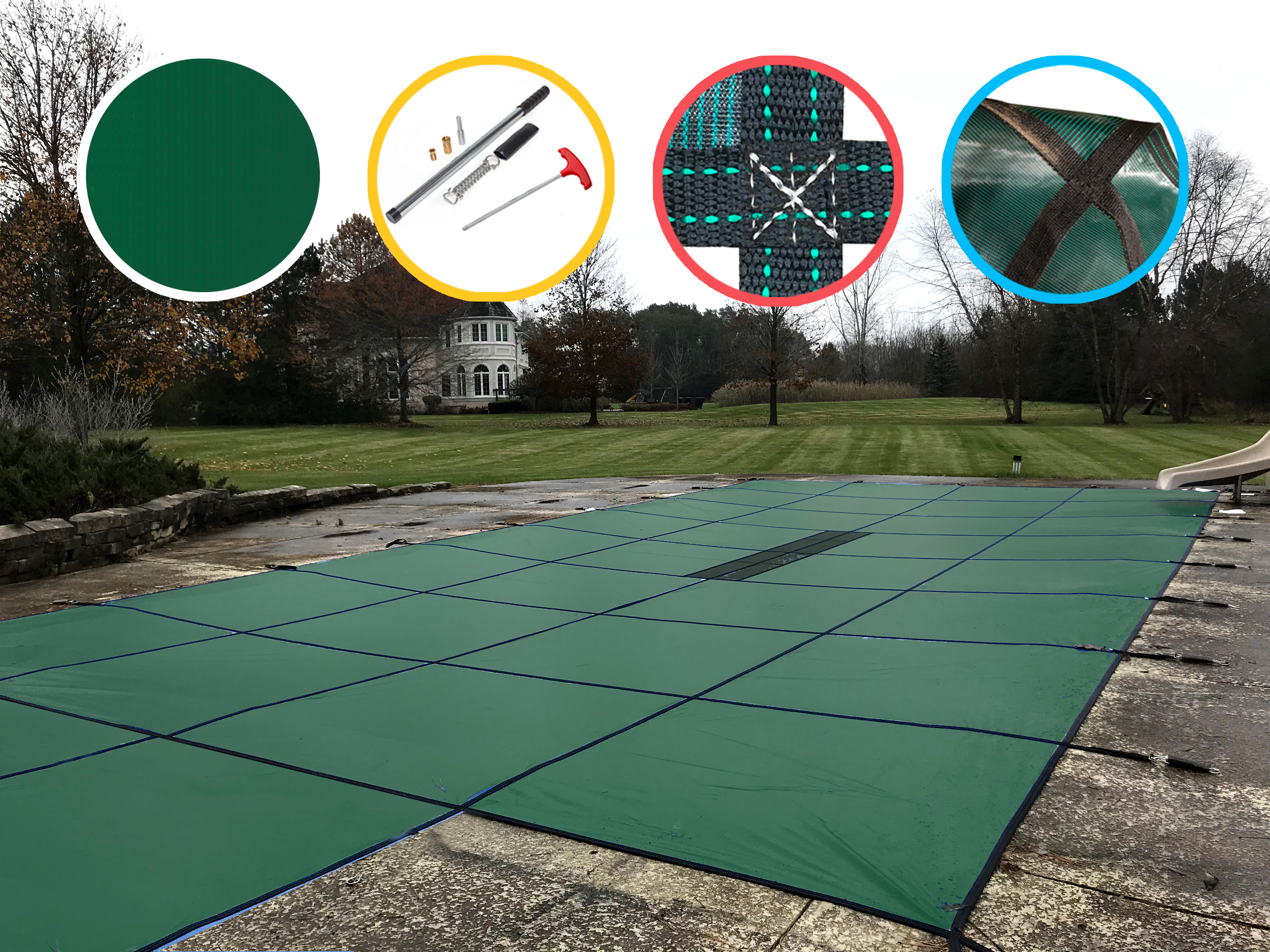 WaterWarden Inground Mesh Pool Safety Cover for a 20’ x 30’ Rectangle Pool, 20-Year Warranty