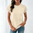 thumbnail image 2 of UAMVSH Cap Sleeve Tops for Women Summer Crewneck Sweatshirt Comfy Casual Loose Fit T Shirts with Pocket Fashion Clothes, 2 of 6