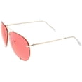 thumbnail image 3 of Oversize Rimless Aviator Sunglasses Unique Double Crossbar Color Tinted Lens 69mm (Gold / Red), 3 of 4
