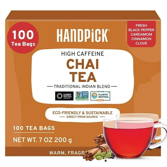 HANDPICK Masala Chai Tea Bags Strong Robust Aromatic 100 Count