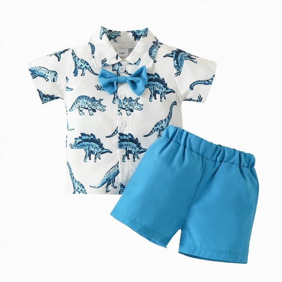 Baby Boy Outfit Clothes Kid Summer Cotton Elastic Printed Short Sleeved Training 18-24 Months 2t 3t 4t 5t 6t T-shirt Tops Shorts 2PCS Set T Shirt Two Piece 2