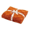 thumbnail image 3 of Home Soft Things Leaf Pattern Faux Fur Throw Blanket with Micromink Back, Solid Color Fuzzy Super Soft Cozy Plush Throw, 60x70 inches, Burnt Orange, 3 of 10