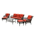 thumbnail image 2 of Jeco 6pc Wicker Seating Set in Espresso with Red Cushions, 2 of 12