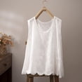 thumbnail image 2 of Embroidered Tops for Women Summer Floral Sleeveless Boho Tops Casual Crew Neck Blouse Loose Tank Tops M-XXL White XL(XL), 2 of 7