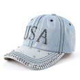 thumbnail image 2 of Wide Brim Sun Hats Summer Outdoor Unisex Denim Baseball Cap with Letter Embroidered Sun Lightweight Breathable Washed Hat, 2 of 3