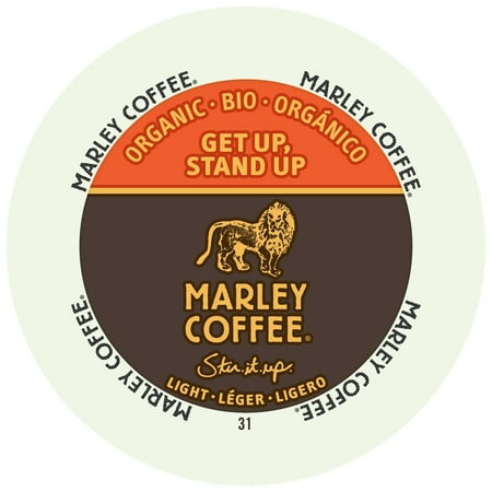 Marley Coffee Get Up Stand Up, Light, Organic, RealCup Portion Pack For Keurig Brewers, 24 Count