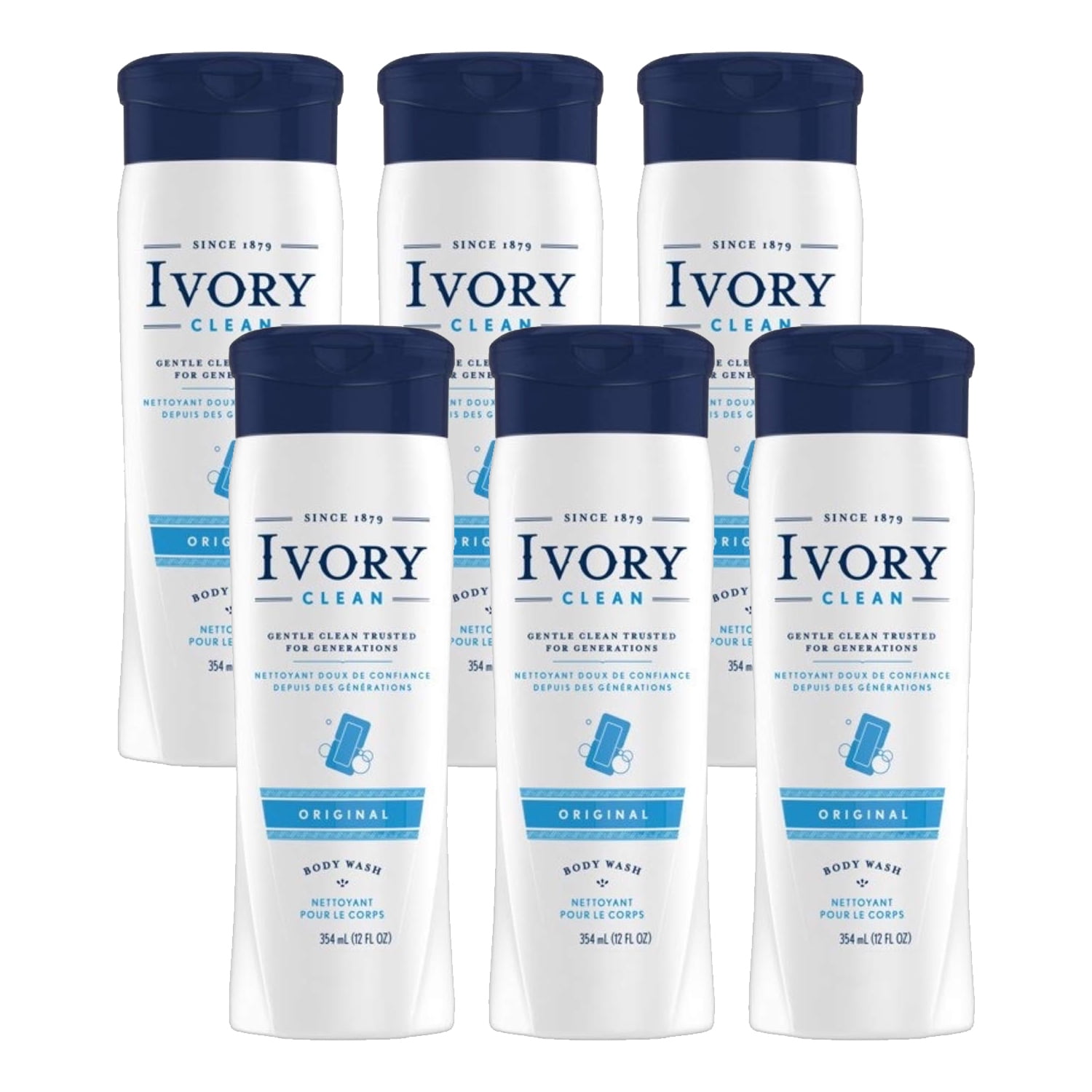 Ivory Clean Body Wash, Original, 12 Ounces, Pack of 6 - Walmart.com