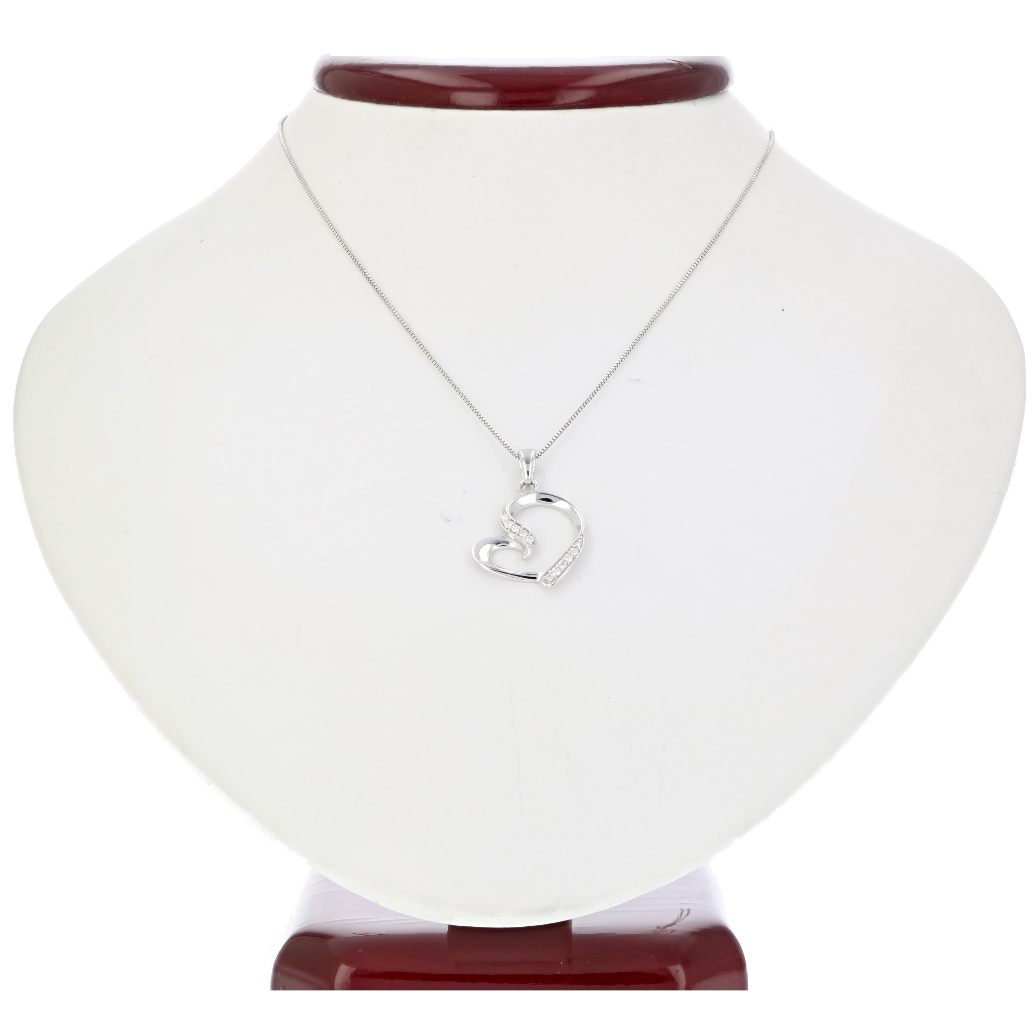 Vir Jewels 1/20 cttw Diamond Pendant, Diamond Heart Pendant Necklace for Women in 14K White Gold with 18 Inch Chain, Prong Setting For Female Adult