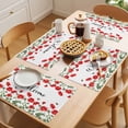 thumbnail image 5 of Red Spring Floral Placemats Set of 6 Welcome Botanical Summer Bee Place Mats Indoor Wipeable Table Mats Washable Cloth Dining Table Placemats for Kitchen Holiday Party Home Decor 13x19 Inch, 5 of 9