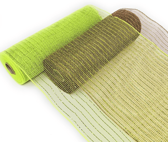 Tesadorz 10" Fall Apple Green and Autumn Brown Deco Mesh Ribbon Rolls, 30 Feet
