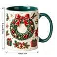 thumbnail image 7 of Novryn Christmas Coffee Mug, 2D Ceramic Cup With Raised Wreath Design for Coffee and Milk, 10 oz, Green, 7 of 7