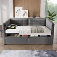 thumbnail image 2 of Upholstered Twin Daybed with Hydraulic Storage, USB & Type-C Charging, Velvet Tufted Sofa Back, Gray Bed Frame, Space-Saving Design, 2 of 8