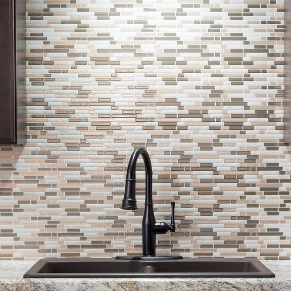 Tack Tile Peel & Stick Vinyl Backsplash Small Mosaic Brown (Pack of 3)