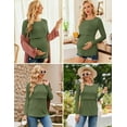 thumbnail image 4 of Ekouaer Women 3 Packs Nursing Shirts Long Sleeve Maternity Tops Double Layer Breastfeeding Tees Round Neck Pregnancy Blouse Light Grey+Black+Army Green, 4 of 6