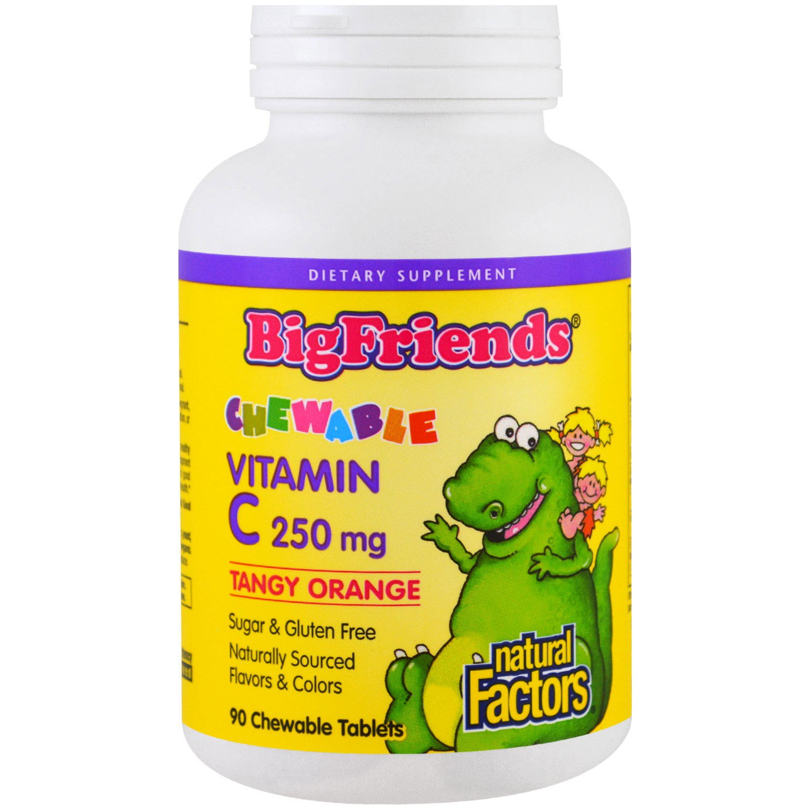 Natural Factors  Big Friends  Chewable Vitamin C  Tangy Orange  250 mg  90 Chewable Wafers