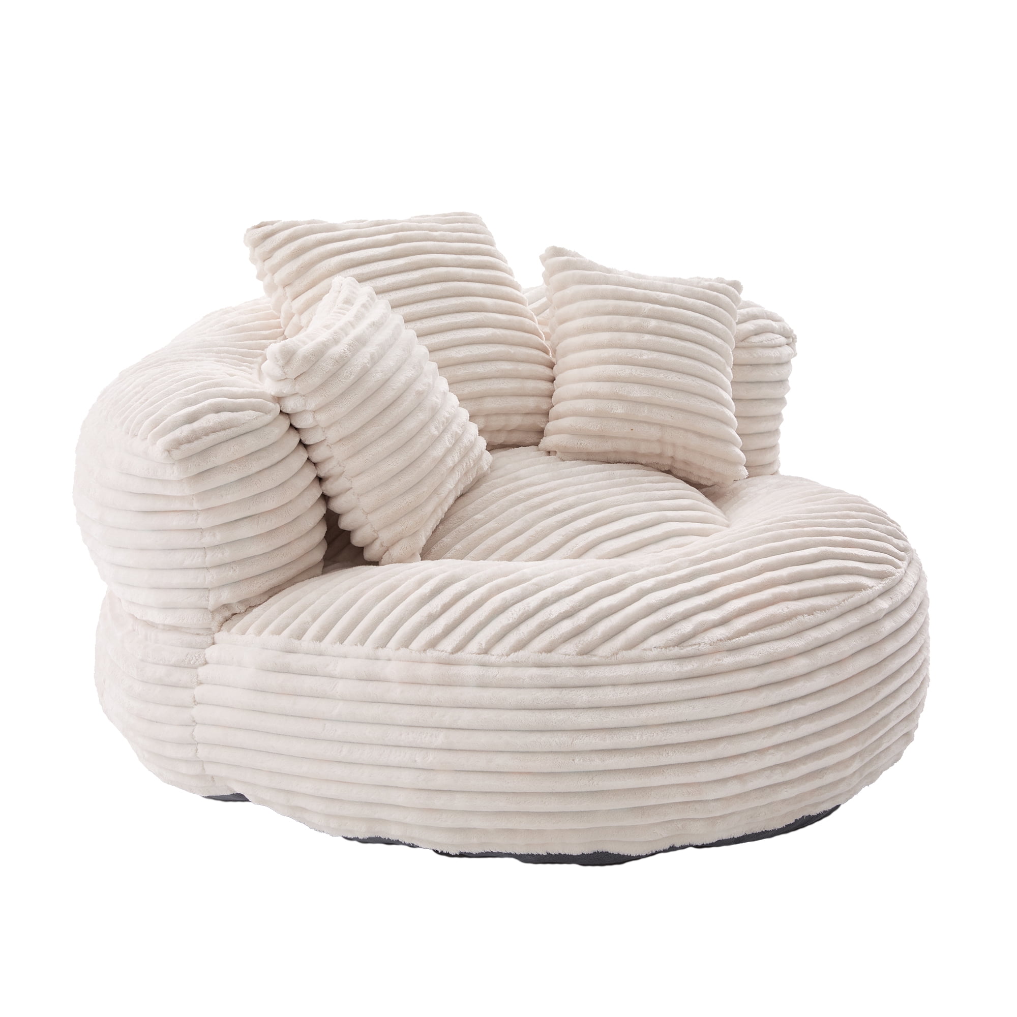CKEASEAN Oversized Bean Bag Chair for Adults with Armrests & 3 Pillows, Corduroy Bean Bag Sofa with Memory Foam Filler, Lazy Floor Chair No Assembly, Comfy Lounge Seat for Living Room Relaxing