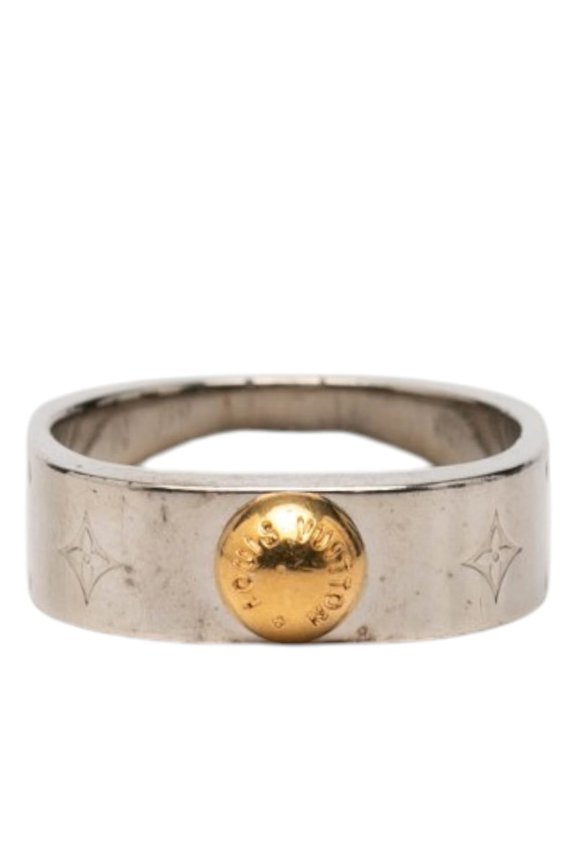 Pre-Owned Louis Vuitton Bague Nanogram Ring, Size #M, M00217, Silver Gold Metal Plated, Women's.
