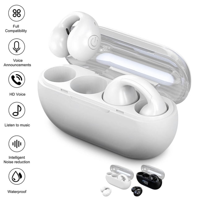 Xihbxyly Oferta Del Día Liquidación Auriculares Inalámbricos con Clip para La Oreja, Miniauriculares Deportivos con Bluetooth para Correr, Auriculares Internos Abiertos, Auriculares Inalámbricos con