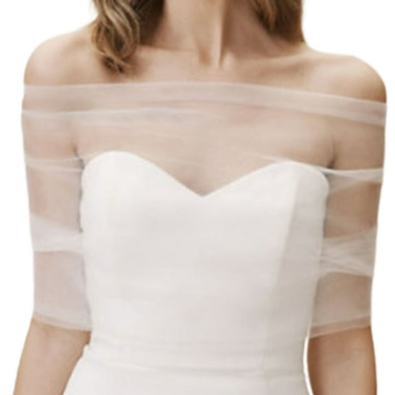 Elegant Bridal Coverup Single Shoulder Shawl with/without Imitation Pearls Detailing for Garden Wedding Accessories