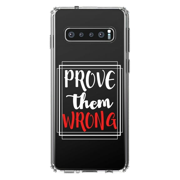 DistinctInk Clear Shockproof Hybrid Case for Samsung Galaxy S10  PLUS (6.4" Screen) - TPU Bumper Acrylic Back Tempered Glass Screen Protector - Prove Them Wrong